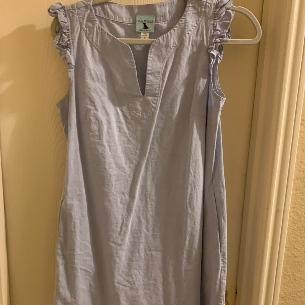 Light Blue Sleeveless Shirt with Ruffle Details